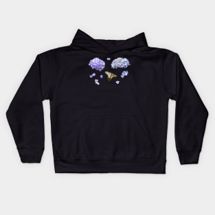 Blue Hydrangea and Yellow Butterfly Sticker Pack Kids Hoodie